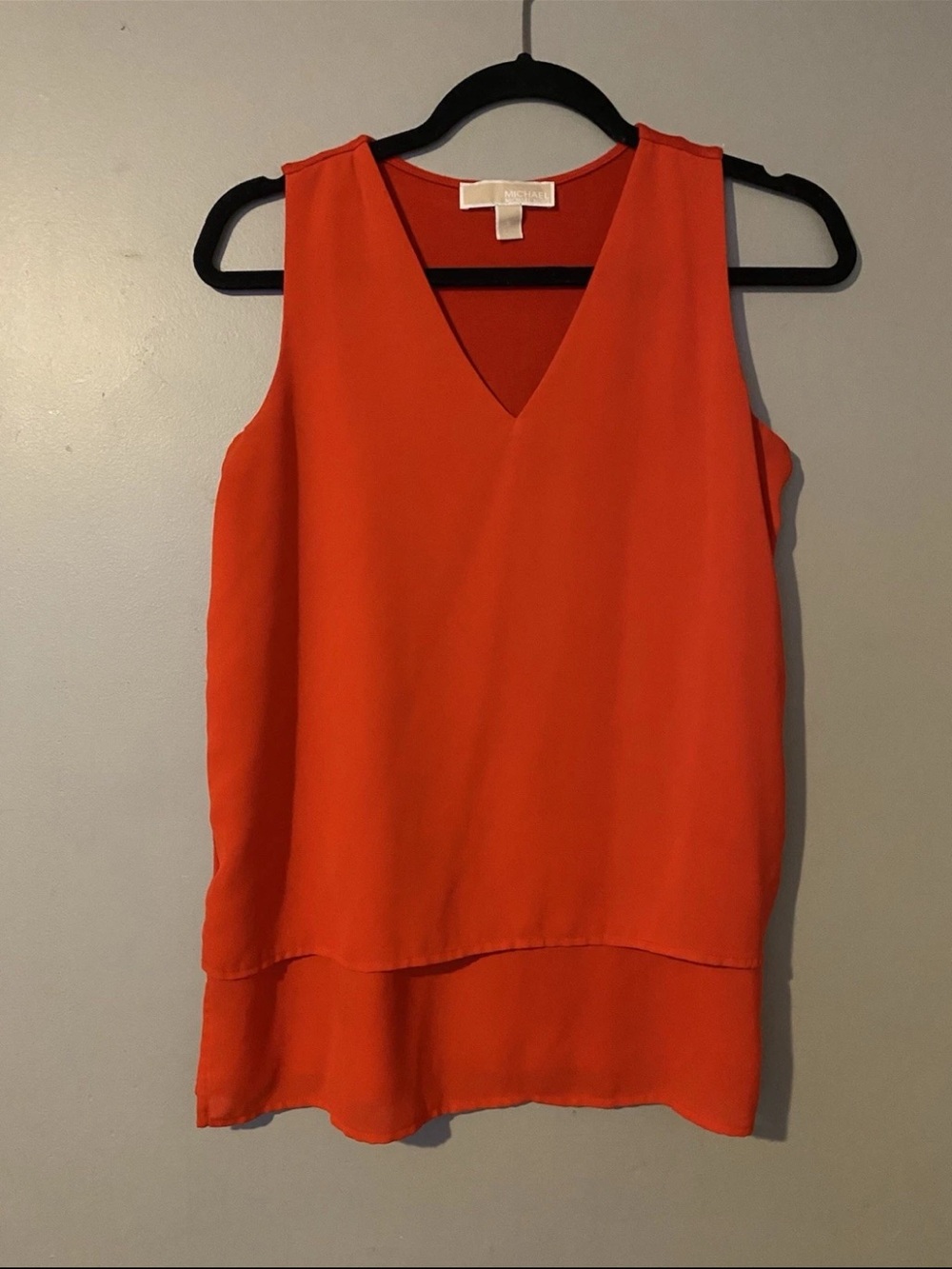 Michael Kors Sleeveless V-Neck Layered Hem Camisole